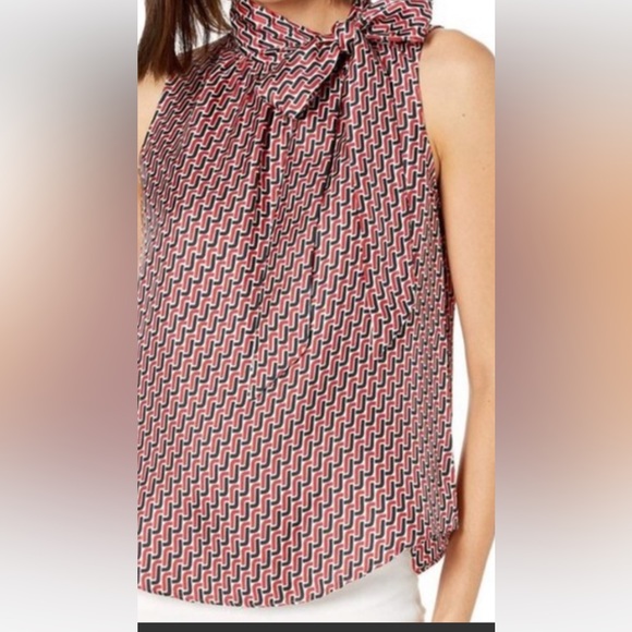 Joie Tops - Joie Navy and White Silk Sleeveless Blouse with Tie around the Neck